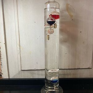 Glass Galileo Thermometer with Colorful Floating Bulbs 14”